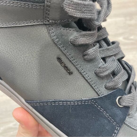 Geox Men's Hi-Top Sneakers Leather Suede Gray Waterproof Lace Up Fall Boots - Picture 2 of 10
